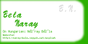 bela naray business card
